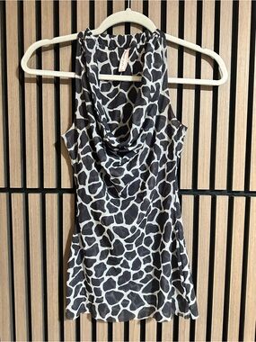 Sweet Pea Y2K Women’s Micro Mesh Cowl Neck Sleeveless Animal Print Stretch S